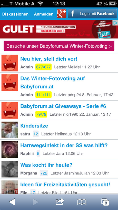 Mobile Webseite